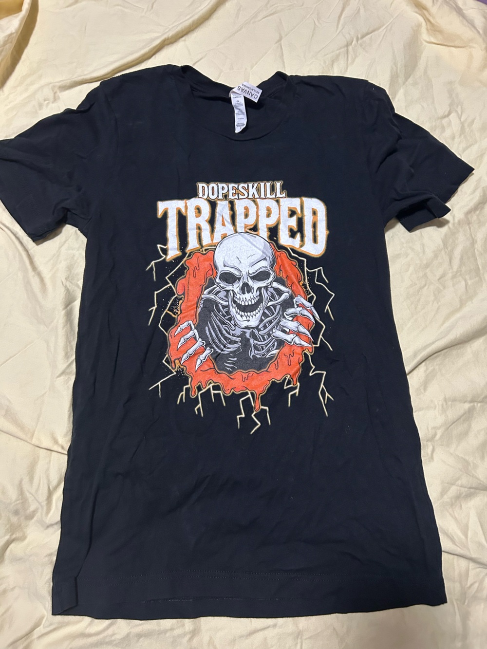DopeSkill Trapped Graphic Tee - Black with Red & White Skull